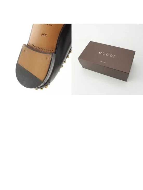 Gucci Horsebit Studded Loafers Black Gold 36.5 - Picture 10 of 10